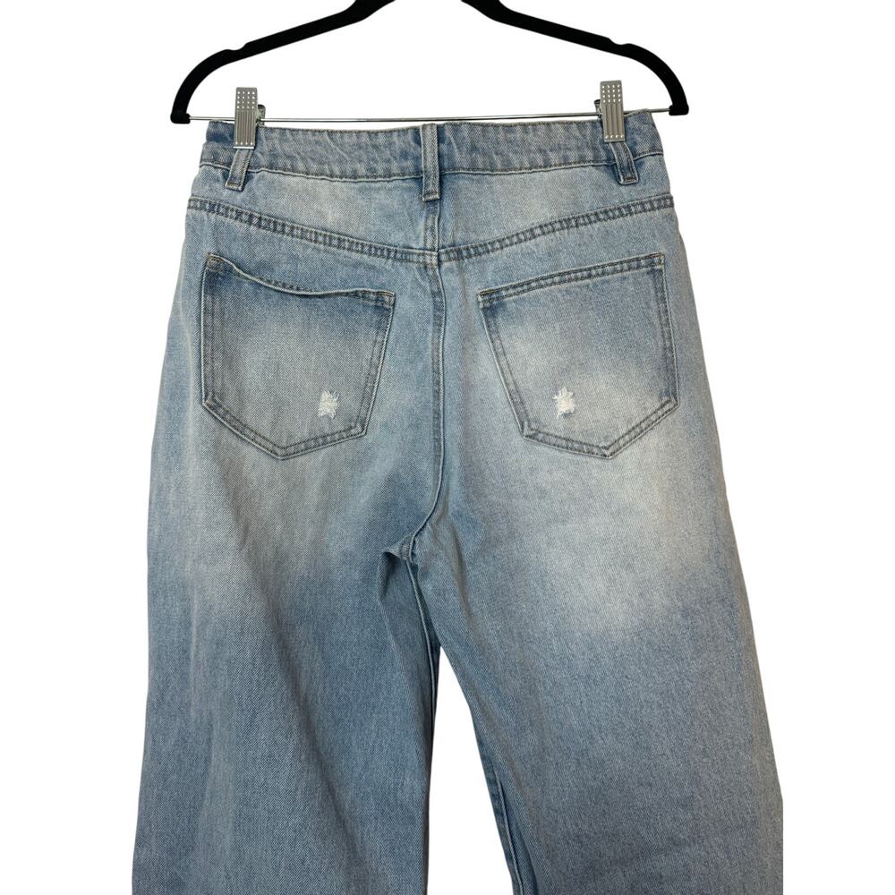American Bazi Jeans Women's Size 7 Wide Leg Light Wash Ripped High Rise - Picture 7 of 8